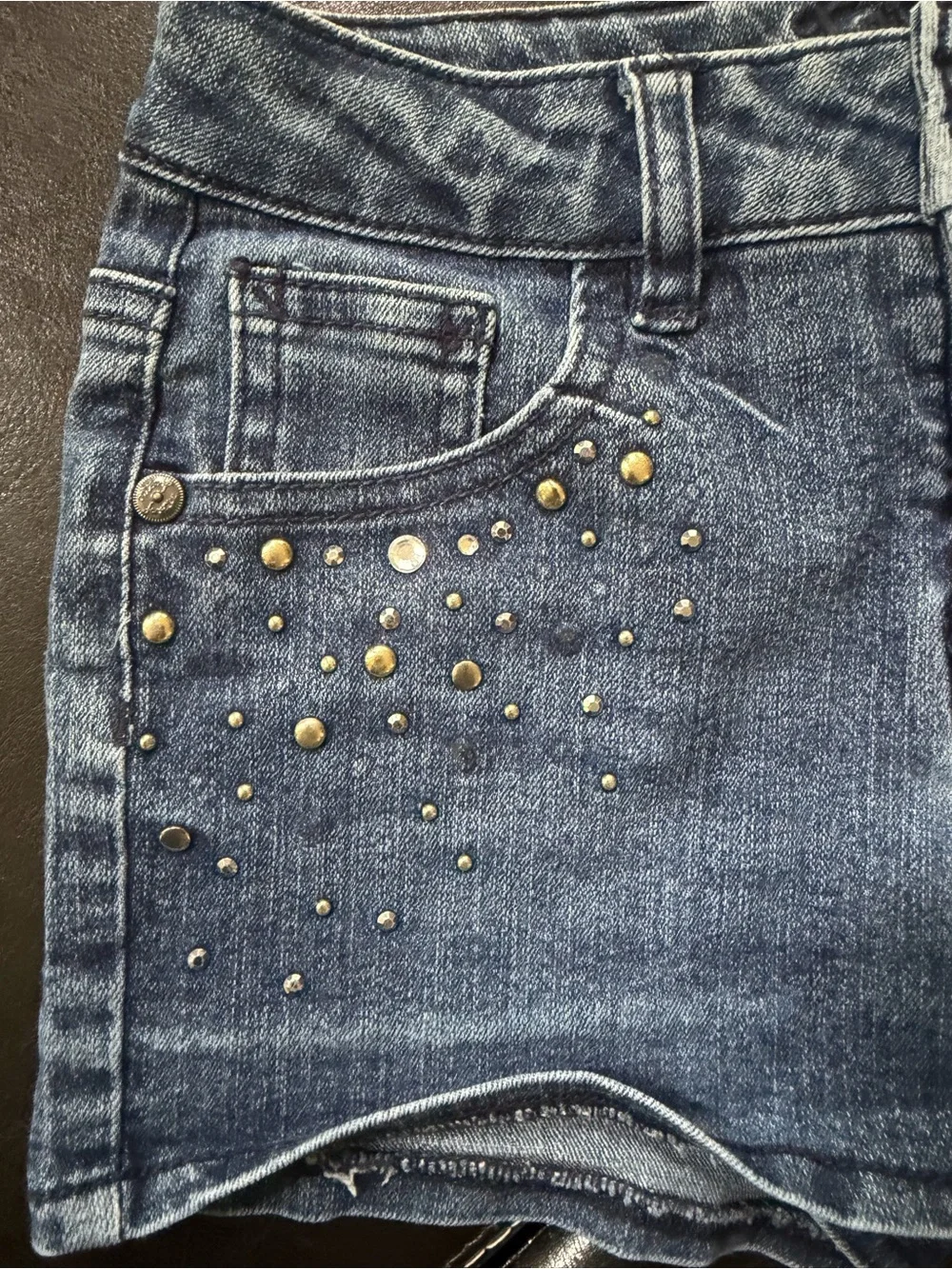 Justice - Medium Denim Shorts with Silver Stud Accents